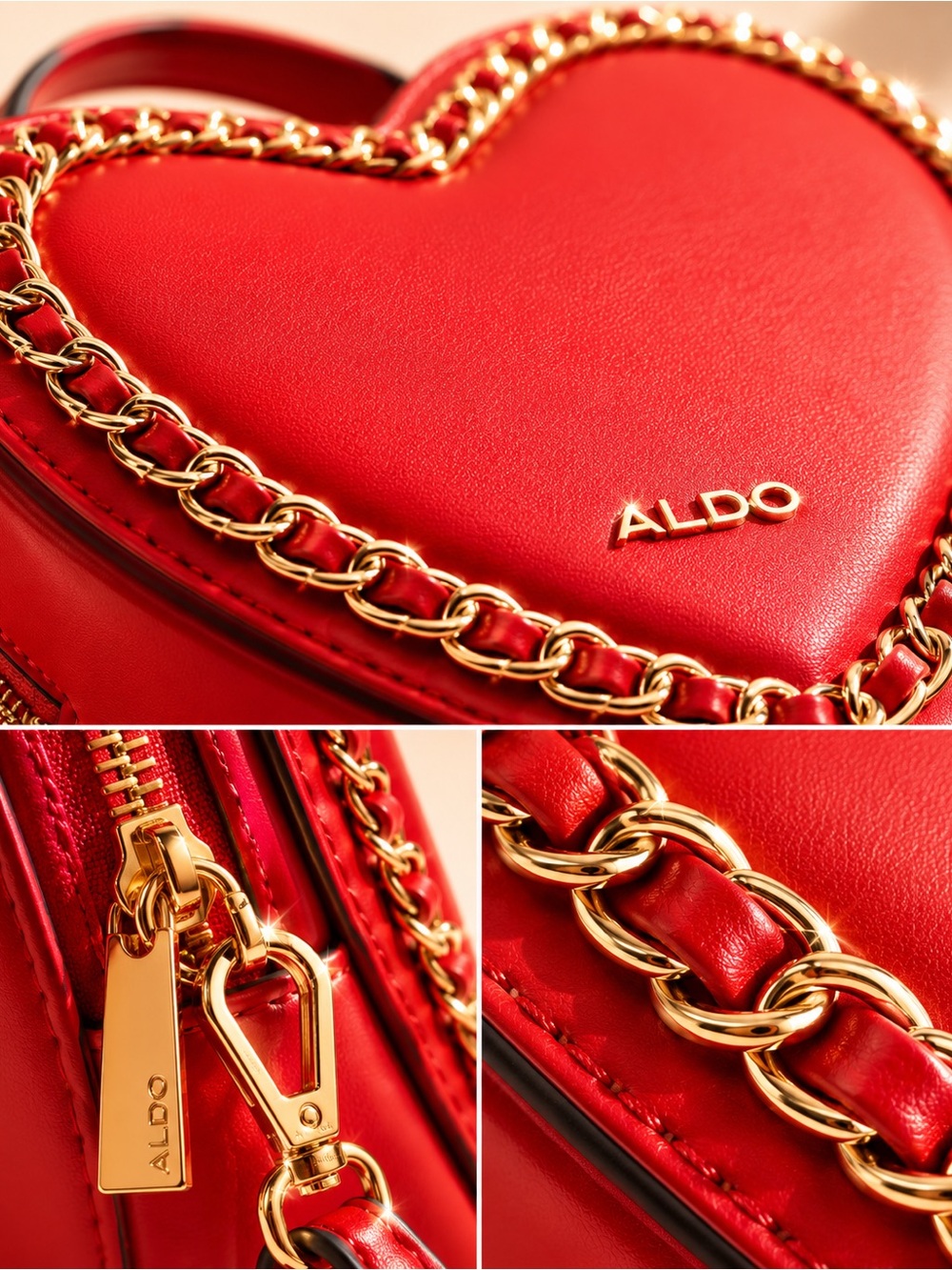 ❤️ ALDO Heart Convertible Backpack Crossbody Red Valentine’s Bag 2-in-1 - Picture 4 of 14